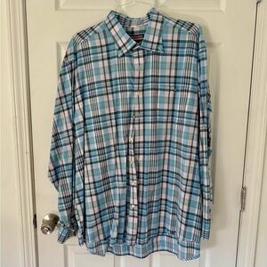 Vineyard Vines Men's Blue Green Plaid Shirt